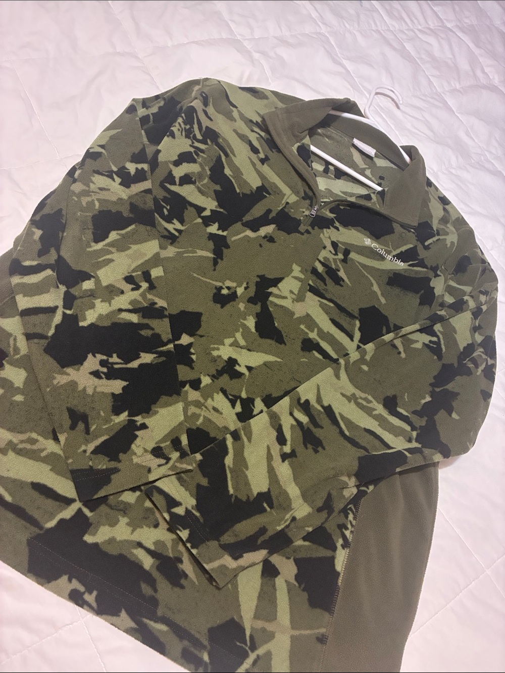 Columbia Olive & Black Camo Half-Zip Field Jacket